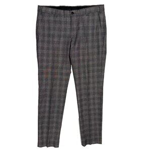 Pal Zileri Dress Pants Plaid Wool Trousers Hopsack Slim Fit 34x31